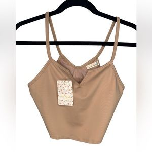 NWT Free People Movement On Top Of The World Bralette in Tan Size XS